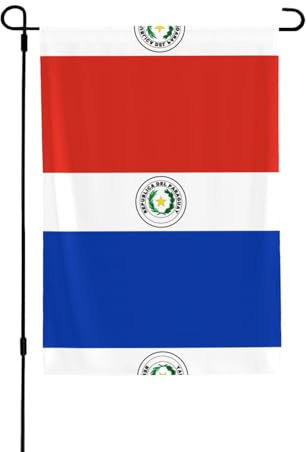 Bandera decorativa de Paraguay para exteriores. Duradera, para todo tipo de clima, doble capa, resistente a las arrugas para terraza, patio, porche, jardín