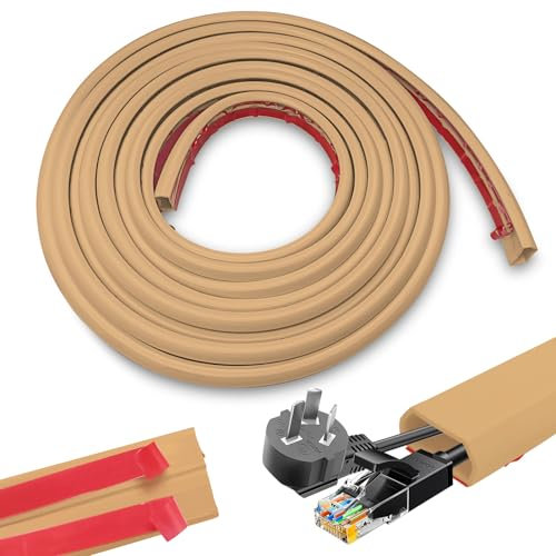 Bechoanigel Gaine Cable, 2.5 CM X 2 M PVC Flexible Goulotte Electrique Exterieur Facile à Couper, Cache Cable Sol Idéal pour la Maison, L'école, Le Bureau, L'entrepôt (Brun)