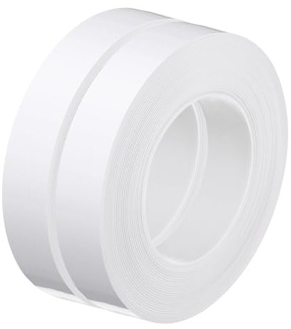sourcing map Lot de 2 bandes adhésives pour carrelage de sol, lignes en feuille d'aluminium métallique, 2,5 cm x 50 m, autocollant décoratif pour sol mural, ruban d'étanchéité étanche pour armoire de