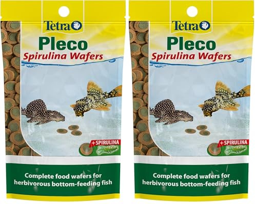 Tetra Pleco Fish Food Spirulina Wafers 42g, 100% Vegetable Premium Fish Food for Bottom Feeding Fish (Pack of 2)