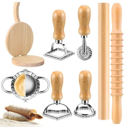Pasta Making Kit - Traditionelles Pasta Maker Set, handgefertigte Küchenwerkzeuge | Komplettes Nudelset, inklusive Nudelholz, Schneider und Rezepten für hausgemachte Nudeln
