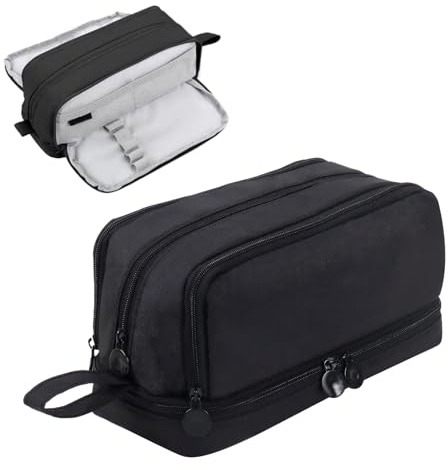 Federmäppchen, großes Federmäppchen mit Fächern, Schreibwaren, Organisieren, Federmäppchen mit Griff, große Kapazität, für Kinder, Teenager, Erwachsene, Schwarz , Modern