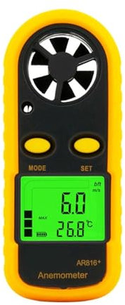 TIEOAXFT Capteur Intelligent AR816 + Portable numérique LCD anémomètre de Vitesse du Vent Compteur de Vitesse du Vent portatif testeur de Vitesse de l'air détecteur de Vitesse du Vent