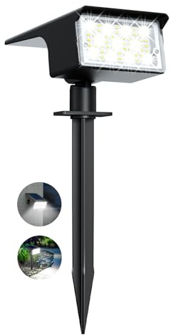 kolpop 1 lot de 77 spots solaires de paysage, 6 000 K, 3 modes, lampes murales solaires d'extérieur IP65, étanches du crépuscule à l'aube, pour jardin, cour, allée