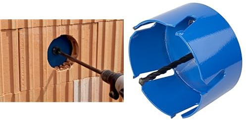 wolfcraft Spanndorn extralang - 3888000 + Universallochsäge Ø 112 mm mit Spanndorn I 5960000 I für bis zu 400 mm tiefe Loch- und Durchbruchbohrungen