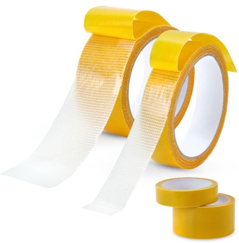 CRAFTYMELODY 21.8 Yard Double Sided Fabric Tape Heavy Duty 1 Inch 2 Inch Wide Mounting Tape Clear Strong Adhensive for Clothes Pants Carpet Curtains Furnitures Repairing Bonding Packaging