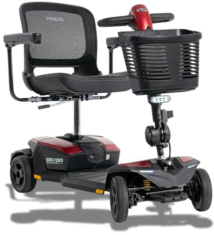 Pride Mobility Go Go Endurance AL+ Lightweight 4-Wheel Mobility Scooter – 325 lb Weight Capacity, EZ Turn, up to 4.8 mph, Charge360, in-Home Service, Manufacturer Warranty (Garnet Red, 16AH Battery)