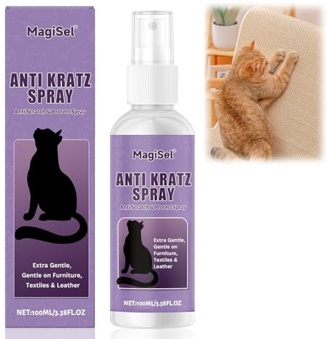 MagiSel Spray Repellente per Gatti, Spray AntiGraffio, Repellente per Gatti, Uso Interno Ed Esterno,Protezione del Divano E Mobili,Protezione Divano Graffi Gatto, Ingredienti Naturali 100ml