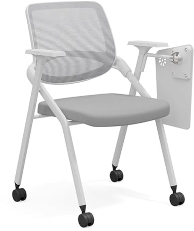 Modern kontorsstol med bord och hjul Hopfällbar fåtölj för hemmakontor, skola, konferensrum, ergonomisk skrivbordsstol för utbildning och vardagsrumsmöbler