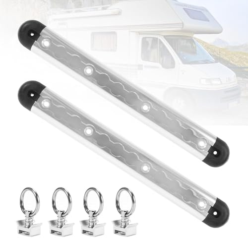 BCJPOL Aluminum Airline Rail Set with Fittings 4 x Lashing Rings and 4 x End Caps. Airline Rail for Securing Cargo in Trailers Trucks and Motorhomes