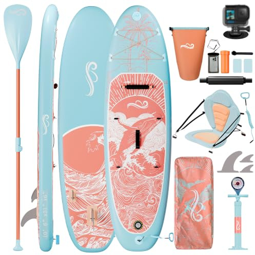 Devoko Tavola SUP Gonfiabile 320cm | Sup 2-in-1 con Sedile Kayak & Accessori, 130kg Max - Ideale per Surf, Pesca, Yoga (Rosa)