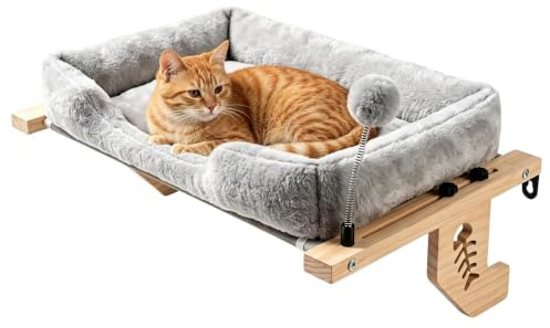 Amaca da Finestra per Gatti Dotato di Cuscino Morbido e Supporto Pallina | Cuccia da Interno Casa, Appartamento, Interno, Davanzale, Comodino, Soggiorno, Camera da , Balcone