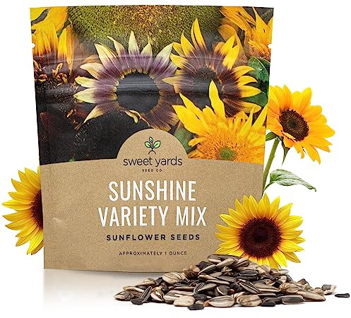 Sunflower Variety Mix 10 Types of Beautiful Sunflowers - Bulk 1 Ounce Packet - Open Pollinated Sunflower Seeds
