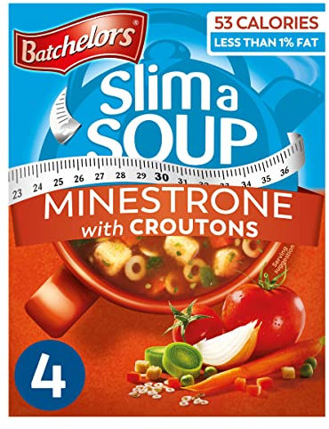 Batchelors Slim a Soup 4 Minestrone With Croutons Instant Soup, 4 Sachets Per 61 g Box (Pack of 1)