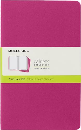 Moleskine Cahier Journal, Set 3 Quaderni con Pagine Bianche, Copertina in Cartoncino con Cucitura a Vista in Cotone, Colore Rosa Cinetico, 80 Pagine, Formato Large 13 x 21 cm