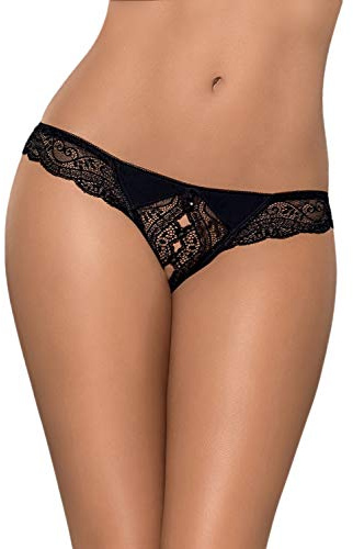 Selente Love & Fun attraktiver und bequemer Damen Tanga, als Ouvert, schwarz-Ouvert, Gr. S/M