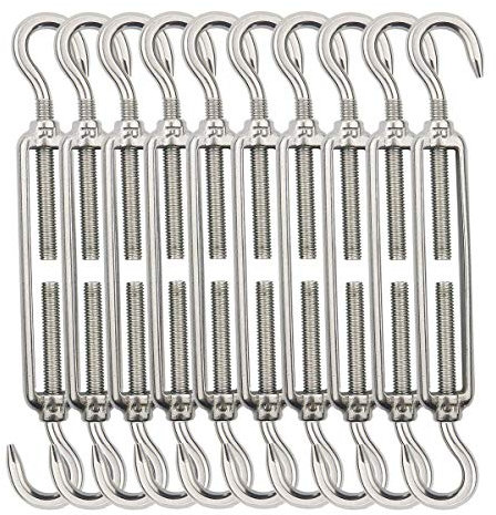 TooTaci M5 Seilspanner Edelstahl, 10 Stück C-C Spannschlösser mit Haken & Öse, 304 Edelstahl Drahtspanner Stahlseil Seilspanngarnitur – Zaunspanner für Rankhilfe, Gartendraht, Seilsystem