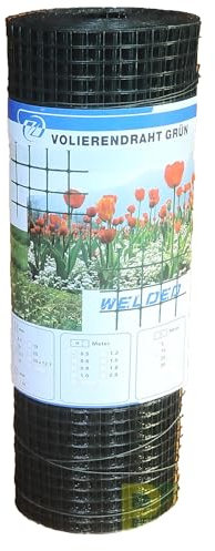 Volierendraht grün beschichtet Drahtgitter 50 cm hoch Drahtgeflecht Zaun Maschendrahtzaun Kaninchenzaun Hasendraht (Maschenweite: 10x10 mm)