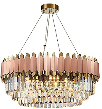 Kreativ Persönlichkeit Roségold Kristalllampe,E14 Nordic Postmodernen Leichter Luxus Kristall Kronleuchter,Für Clubhaus Duplex Villa Wohnzimmer Esszimmer Schlafzimmer-Gold und rote gullas 60 * 35cm