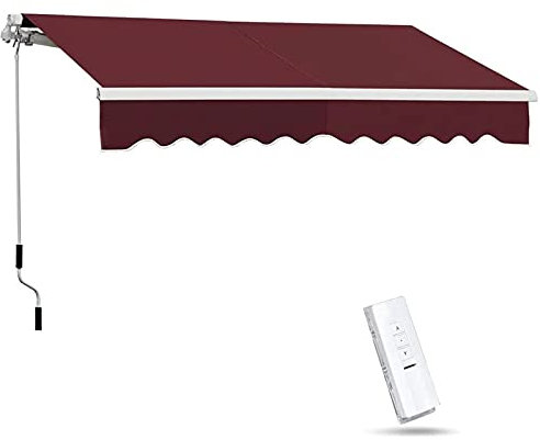 Tenda da Sole a Caduta Elettrico 3x2.5 M, Tendalino a Scomparsa con Manovella e Telecomando, Inclinabile, Tenda da Sole a Caduta con Bracci, Resistente ai Raggi UV, per Cortile, Ristorante,#6
