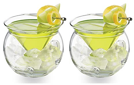 BDSJBJ Lot de 2 verres à cocktail en verre transparent avec motif crevettes