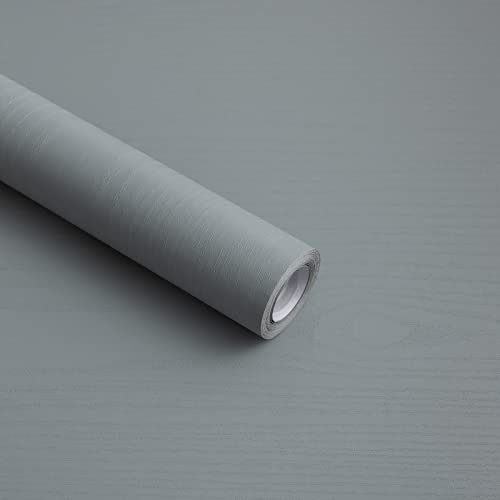 Abyssaly Sticky Back Plastic Wood Effect Vinyl Wrap Self Adhesive Wallpaper Light Grey 40cm X 300cm Waterproof Peel and Stick Wood Wallpaper for Decorative Furniture Kitchen Countertop Table