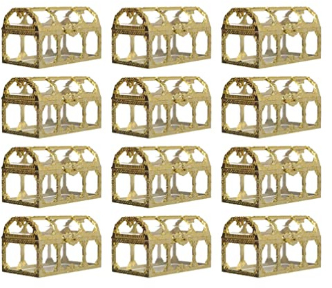 GANAZONO Wedding Candy Boxes Mini Treasure Chest 12 Pcs 2.91X2.04X1.96In Goodies Boxes for Party Favor Gift Packaging Wedding Birthday Decoration