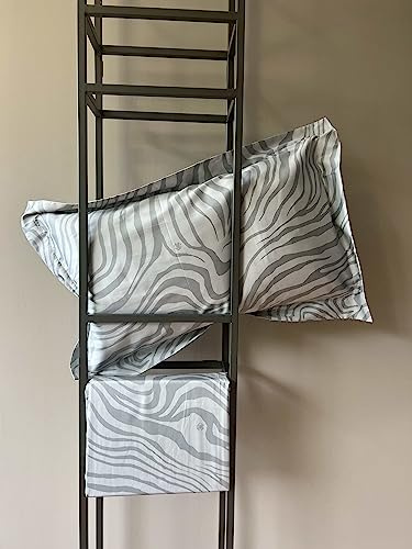 Roberto Cavalli Completo Lenzuola Macro Zebrage Matrimoniale Raso di Cotone Perla