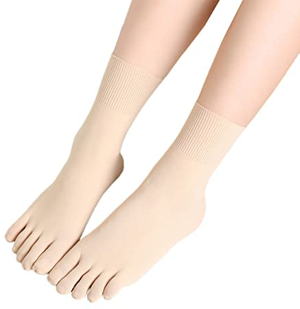 Yichtllk Chaussette légère à Cinq Doigts pour Tube Moyen d'été Chaussette en Soie Fine pour la Peau
