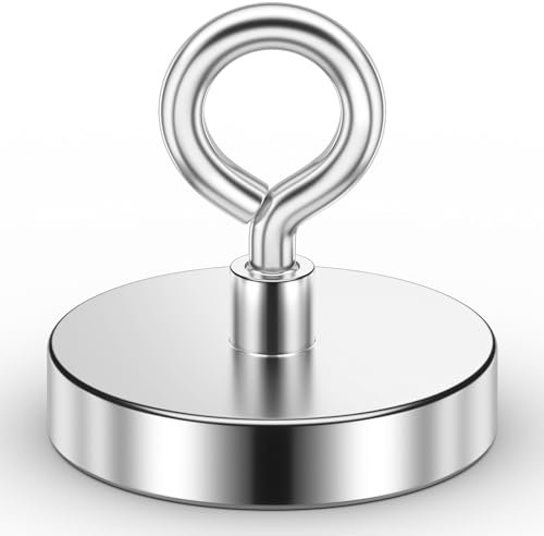 VNDUEEY Strong Neodymium Fishing Magnets, 318KG Pulling Force, Rare Earth Magnet with Countersunk Hole Eyebolt for Retrieving in River Lake, Beach, Lawn -75mm