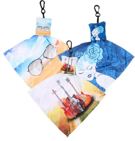 3pcs Keyring Glasses Cleaning Cloths Fabric Metal Keyring Lens Wipes | Compact, Lightweight Set, Purse and Backpack Storage, Suitable for Camera Lens and Computers