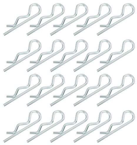 QUARKZMAN Pasador de Chaveta de Resorte de 35 mm x 70 mm Pasadores de Enganche Pasador de Retención R Clip Pasador de Horquilla Acero al Carbono Tono Plateado 20 Unidades