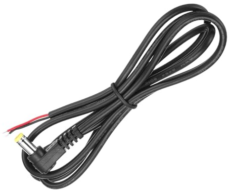 sourcing map Replacement 5.5mm x 2.1mm Right Angle 90 Degree DC Power Male Plug Jack to Bare Wire Open End Connector Adapter Pigtail Power Cable Cord for DC Surveillance Camera, 1m