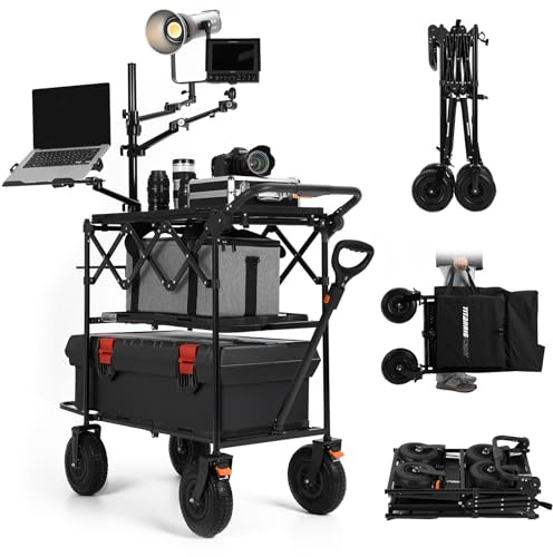 TARION Video Production Camera Cart: Foldable Cart for Photographer Quick Release with 360° Swivel Wheels for Film Studio Stage Lighting Storage Digital Tech Cart Payload up to 440 lb Titanrig Cart