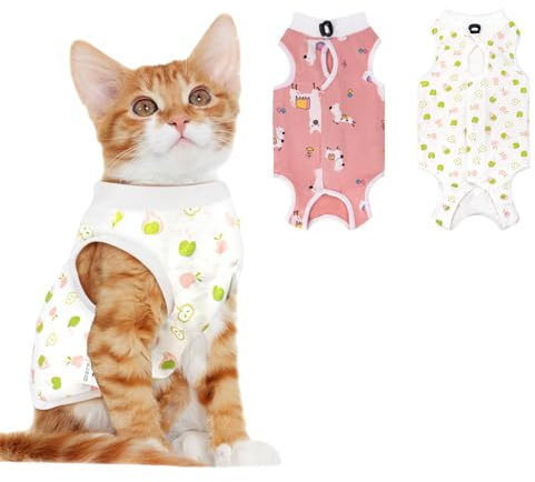 Katzen-Genesungsanzug für kastrierte Bauchwunden, Katzen-Einteiler für Katzen nach Operationen, Genesungsanzug für Frauen, atmungsaktiv, E-Halsband, Alternative, Kätzchen-Einteiler für Katzen,