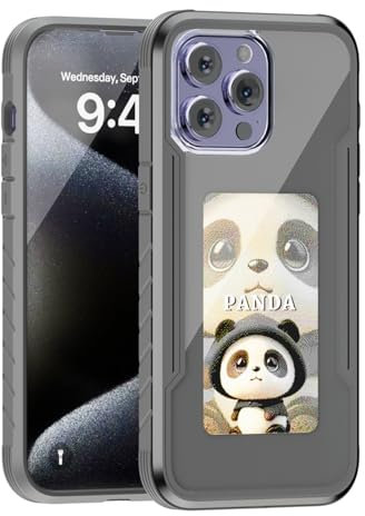 Funda protectora para smartphone con pantalla de proyección de 4 colores, compatible con Apple iPhone 13-16, pantalla de proyección NFC personalizada AI E-Ink (para iPhone 13 Pro), color gris