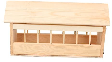 FONDOTIN Automatischer Holz-taubentrog Futterspender Mit Mehrfach-Schlitzen Anti-spritzfest Strapazierfähiger Futtertrog Für Vögel Papageien Hühner Wetterfester Outdoor-napf