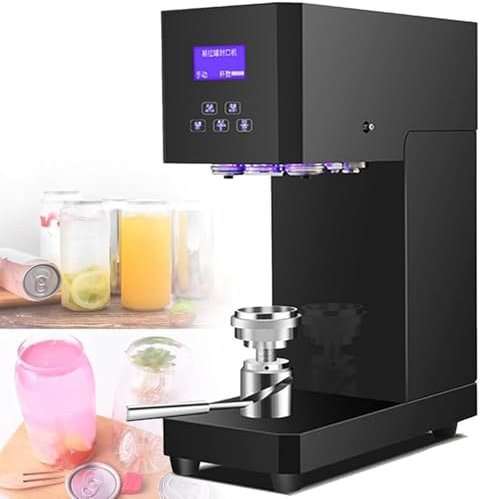 Can Sealer Machine Aluminum Cans Sealing Machine Automatic 370W Electric Can Sealer Machine, Commercial Drink Sealing Machine Automatic Tin Can Sealer Machine,Black-220V