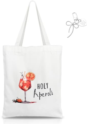 ZMDMAH Tote Bag, 40 x 35 cm Aperol Spritz Sacchetto di Tessuto Stampato Regalo Holy Aperoli Borsa Tela Donna, Borse Shopper Tela Ideale per lo Shopping la Navigazione la Decorazione