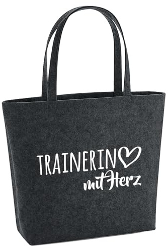 Huuraa Filzshopper Trainerin mit Herz Geschenk | Große Filz Einkaufstasche 22 Liter Shopper Filztasche Geschenkidee herausnehmbarer Tasche innen