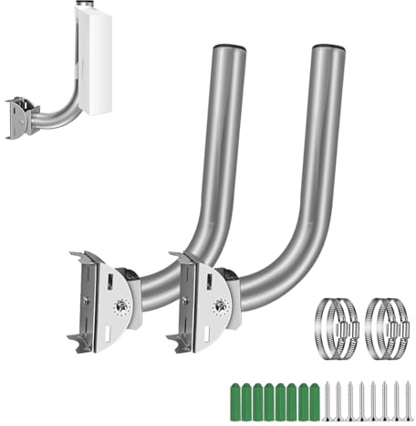 ZT-NET Stainless Steel Wireless Bridge Mount Bracket, Heavy Duty Pole & Wall Mount for Point-to-Point AP Antenna CPE, Universal Adjustable Mounting Kit for Outdoor Access Point, 2-Pack