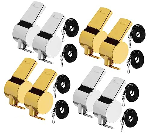 4 Piezas Silbato Inoxidable con Lanyard de Silbato Profesional para Camping Senderismo y Seguridad Ruidoso con Duradero y Práctica