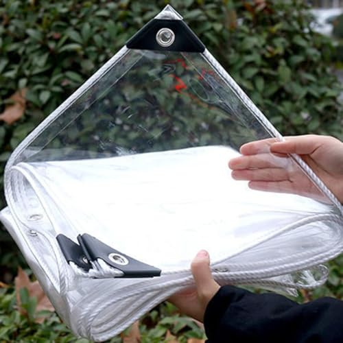 Telone trasparente resistente, 2,7 m x 3 m, impermeabile, antivento, con occhielli, ideale per serre, giardini, balconi e uso esterno con corde