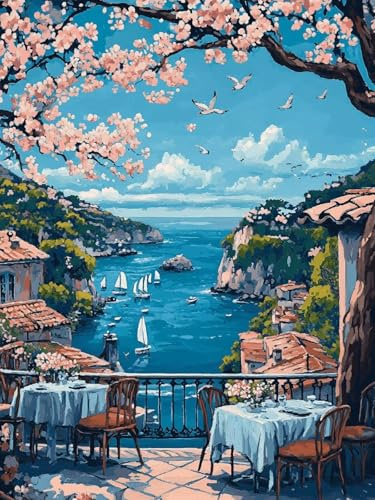 5D Diamond Painting Kit Completo flores de cerezo Pintura de Diamante Adultos, Paisaje Bordado Punto de Cruz Dibujos con Diamantes, DIY Diamond Art Kit, para Decoración de Hogar 100x150 cm W-1078