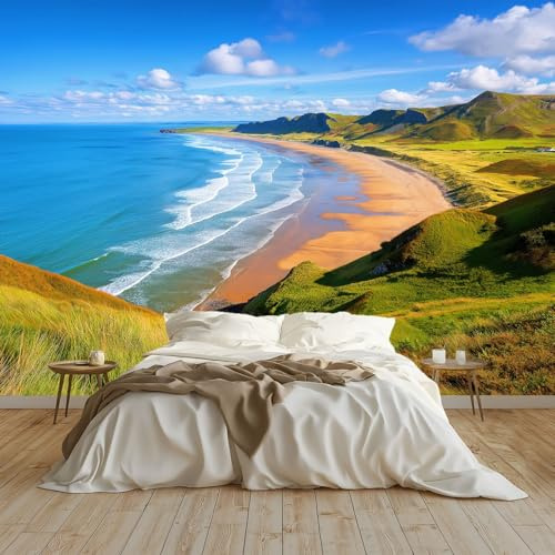 Art Papel Tapiz Fotográfico Paisaje Natural Lago Montañas Papel Pintado no Tejido 250x175 cm Lana Decoración de Pared Sala Cuarto Póster Mural para Sala de estar Dormitorio Decoración, Azul