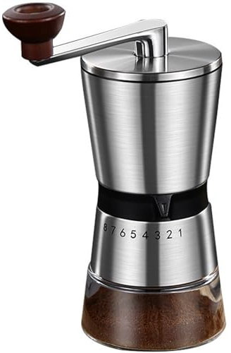 Precision Manual Coffee Grinder for Home Use, 8 Adjustable Coarseness Setting,with Ceramic Universal for Travel Camping
