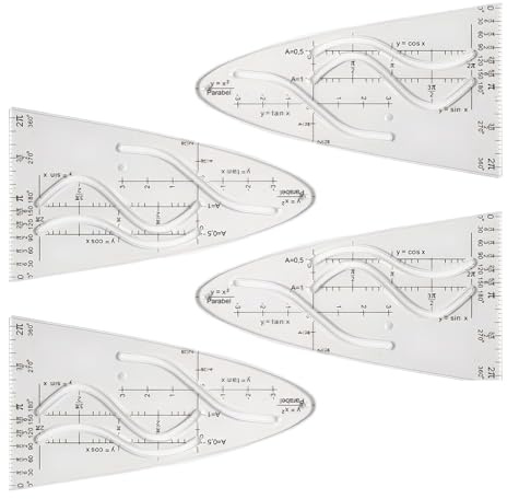 4 Stück Parabelschablone Mathe, Transparente Schablone Einheitsparabel Normalparabel Schablone Glasklar Parabel Lineal Parabel Zeichenschablone Geodreieck Grundschule für Studenten Büros Designer