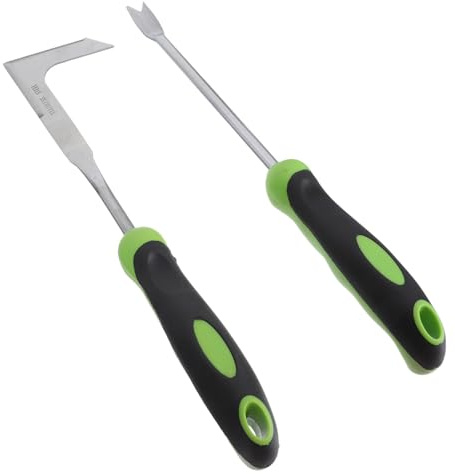 SEWACC Outil de Désherbage Manuel en Acier Inoxydable 2 Pièces, Couteau L pour Fissures et Fourche à Pissenlit, Outil de Jardinage Portable pour Entretien de Pelouse et Jardin,