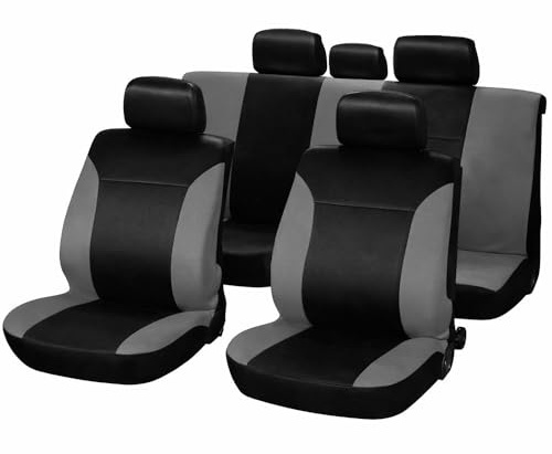 Rumplex Sitzbezüge Schonbezug Sitzauflage Sitzschoner Für Skoda Citigo Fabia Kamiq Karoq Kodiaq Octavia Rapid Roomster Superb Yeti Für Citroën Berlingo C1 C2 C3 C4 C5 C6 C8 Ds3 Nemo Saxo Xsara (Grau)