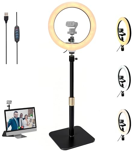 Acetaken Link-2-Pro Support pour caméra de bureau, anneau lumineux de 25,4 cm avec support pour webcams Insta360 Link 2 Pro/Link 2c Pro/Link 2/Link 2C